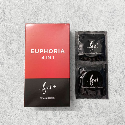 Bao cao su Feel + euphoria 4 in 1 hộp 12 chiếc siêu mỏng